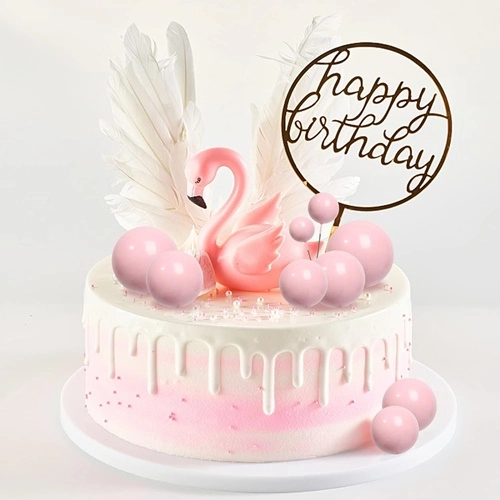 Dekoracja topper kula na piku kulka różowy 20x